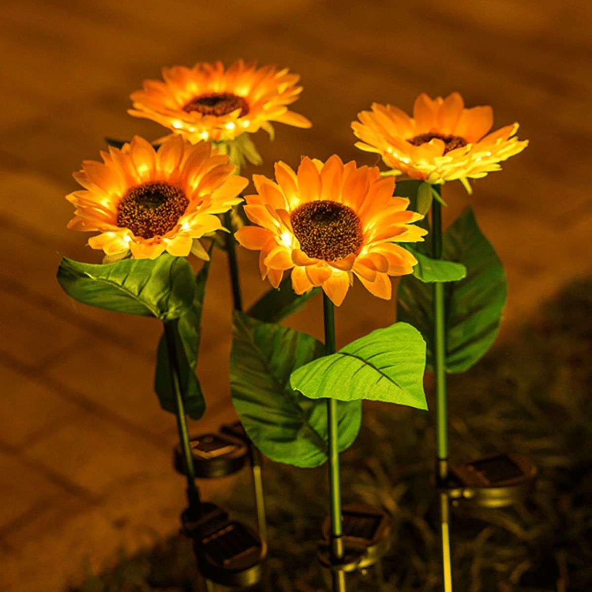 GENERICO - Girasoles Solares - Luz Cálida 2 Un. Altura 67 cm IP44