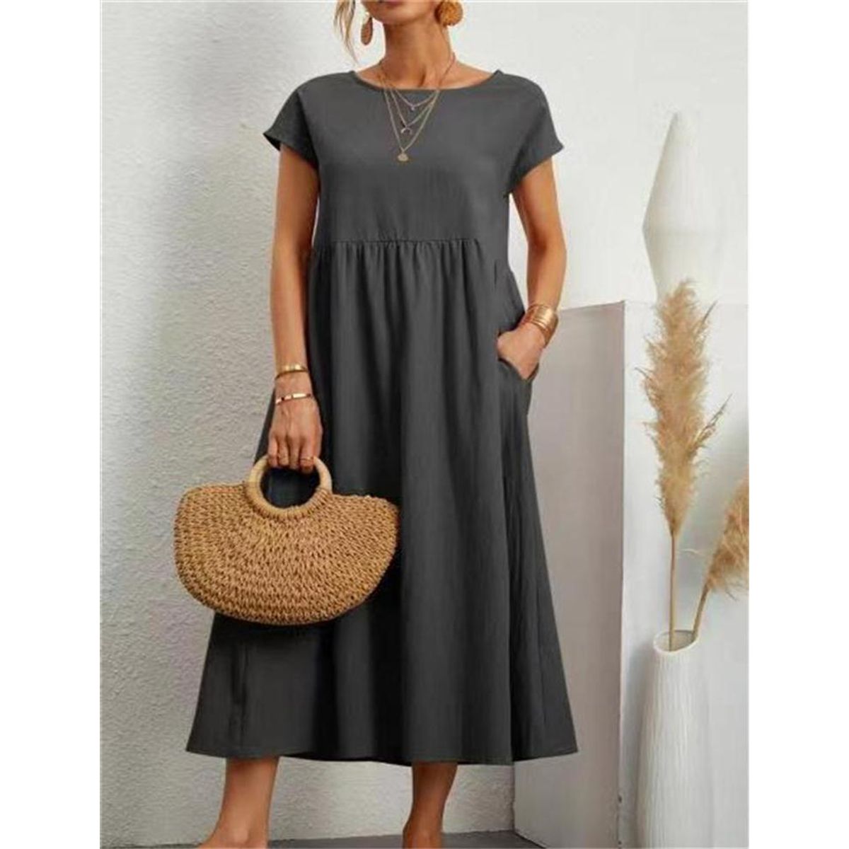 TIOZONEY - Vestido Largo Algodón Mujer