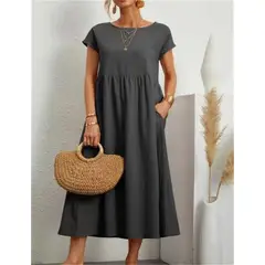 TIOZONEY - Vestido Largo Algodón Mujer
