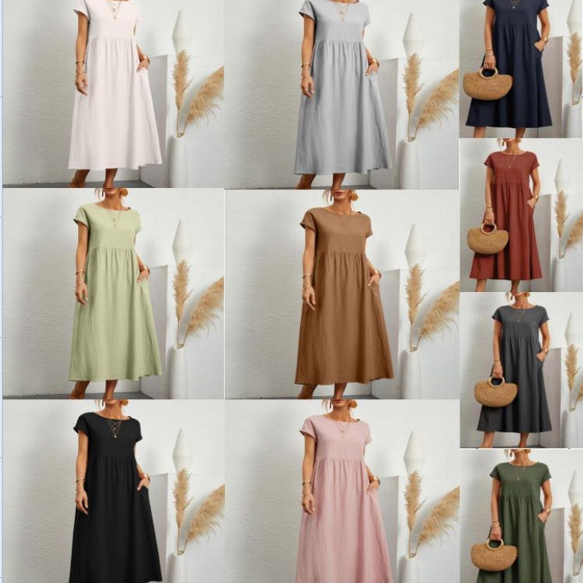 TIOZONEY - Vestido Largo Algodón Mujer
