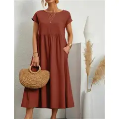 TIOZONEY - Vestido Largo Algodón Mujer