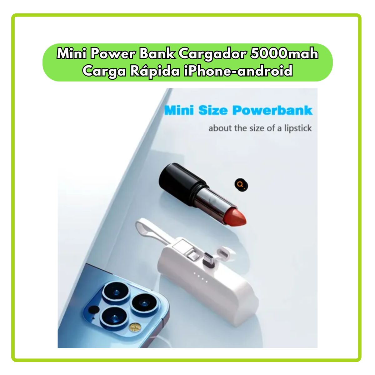 GENERICO - Mini Power Bank Cargador 5000mah Carga Rápida iPhone-android blanco