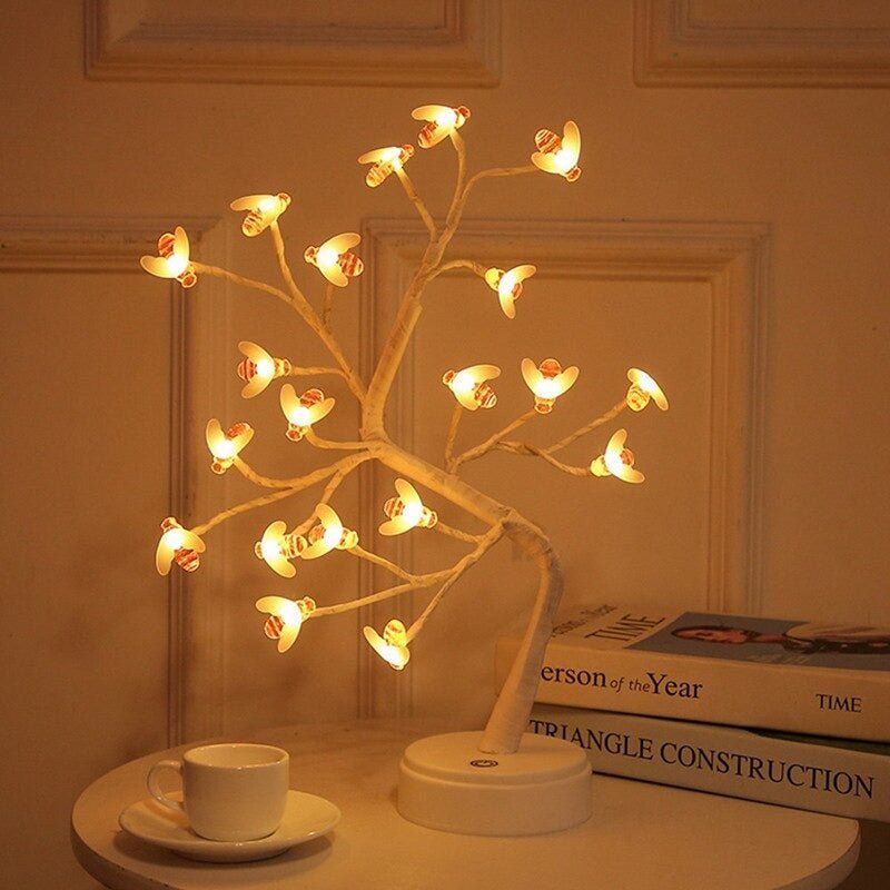 GENERICO - Árbol Led Diseño Abeja - Luz Cálida 45 x 30 cm