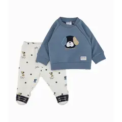 BLACK AND BLUE - Buzo recién nacido de perritos celeste