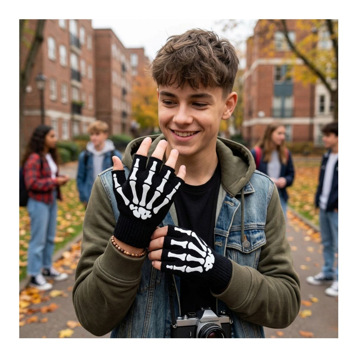 EKOL TACTICA MILITAR - Guantes Sin Dedos Tácticos Calavera - Bicicleta Moto Gym Unisex