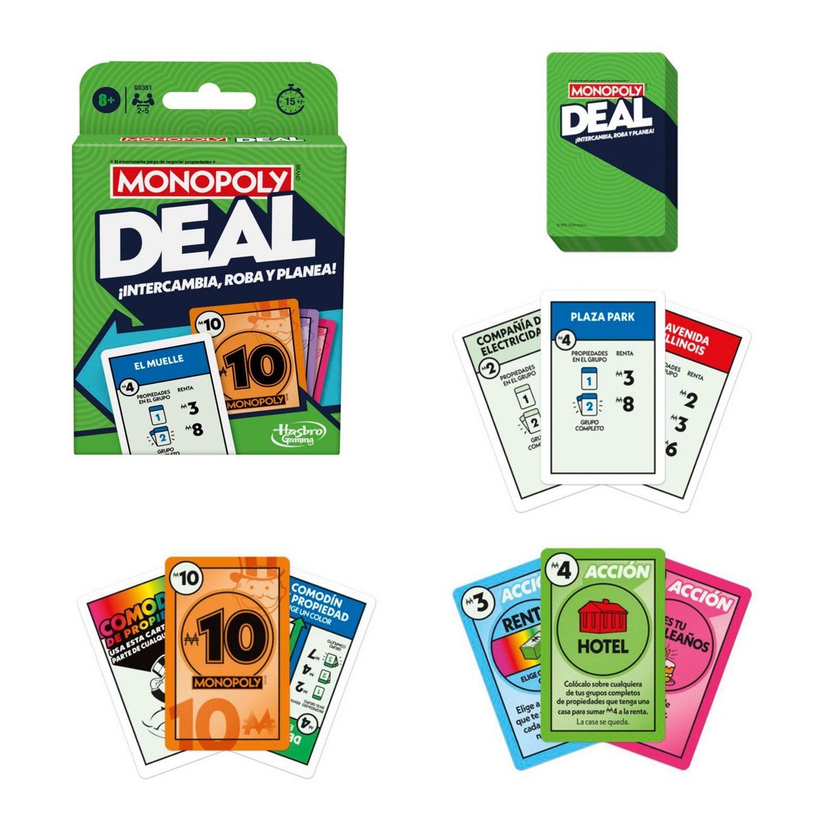 HASBRO - Juego de cartas GAMING Monopoly Deal estrategia y acción