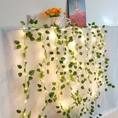 GENERICO - Cascada Enredadera de Hojas Solar - Luz Cálida 2x2 m