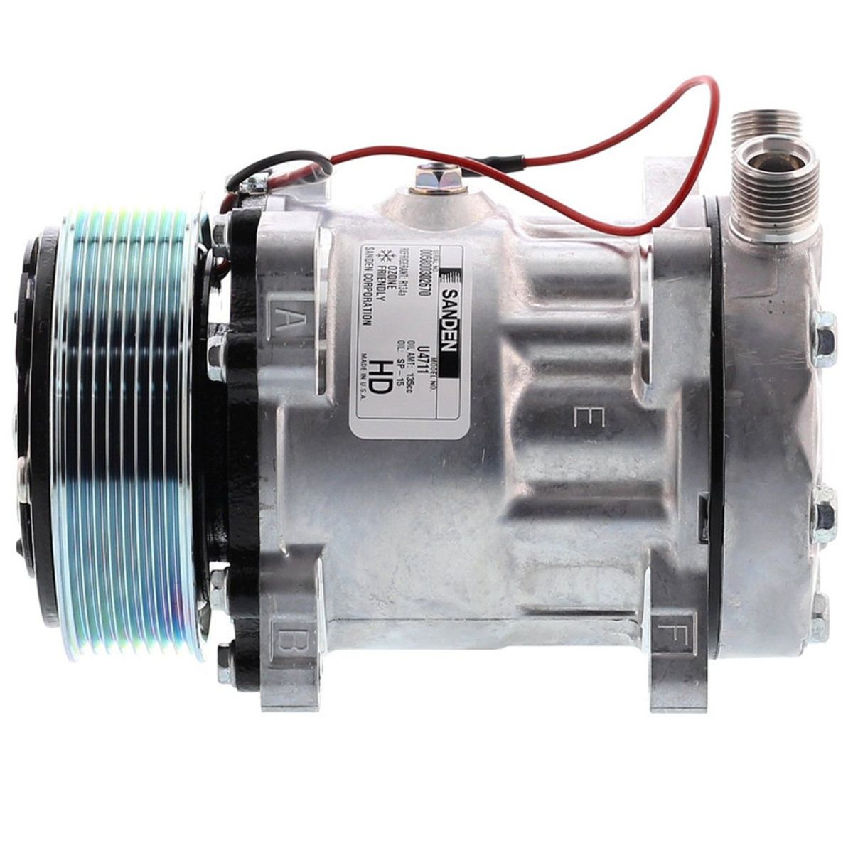 SANDEN - Compresor de Ac 7H15 8PK 12V 119MM TAPA JD OE 8103 SANDEN.