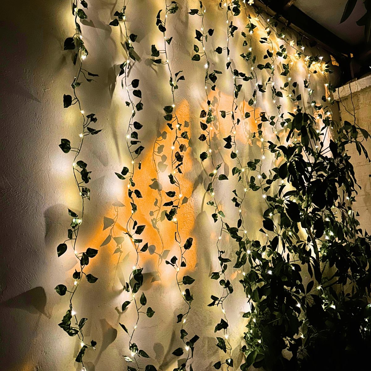GENERICO - Cascada Enredadera de Hojas Solar - Luz Cálida 3x3 m