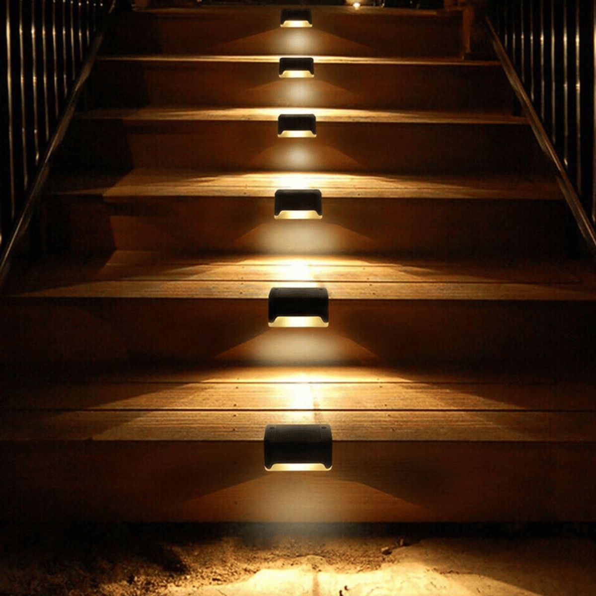 GENERICO - Luces de Escalera Solar - Luz Led Cálida 4 Unidades IP65