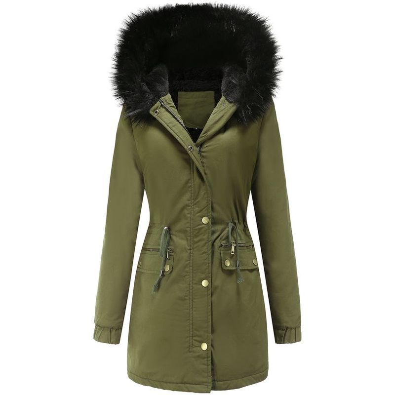 BLWOENS - Abrigo con capucha de lana para mujer - Verde