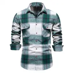 BLWOENS - Camisa a cuadros manga larga para Hombre - Verde.