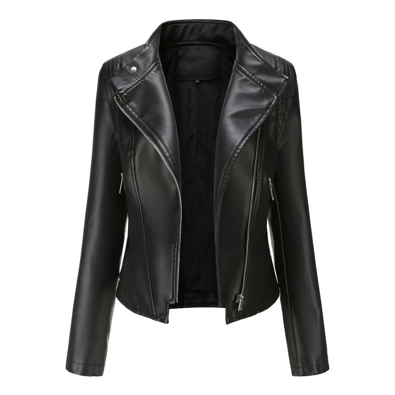 BLWOENS - Chaqueta cuero PU para mujer -Negro
