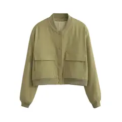 BLWOENS - Chaqueta cort sin gorro para mujer -Verde