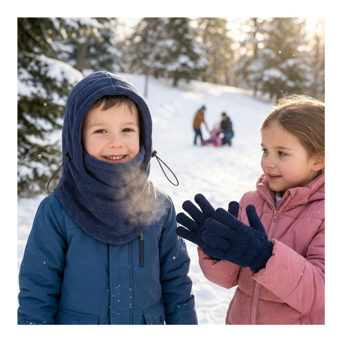 EKOL TACTICA MILITAR - Set Invierno Infantil Gorro Pasamontaña + Guantes De Lana