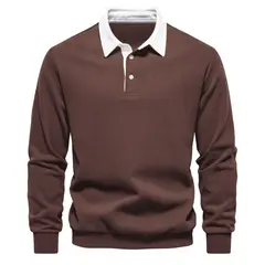 BLWOENS - Polerón cerrado con botones corto para Hombre - Café