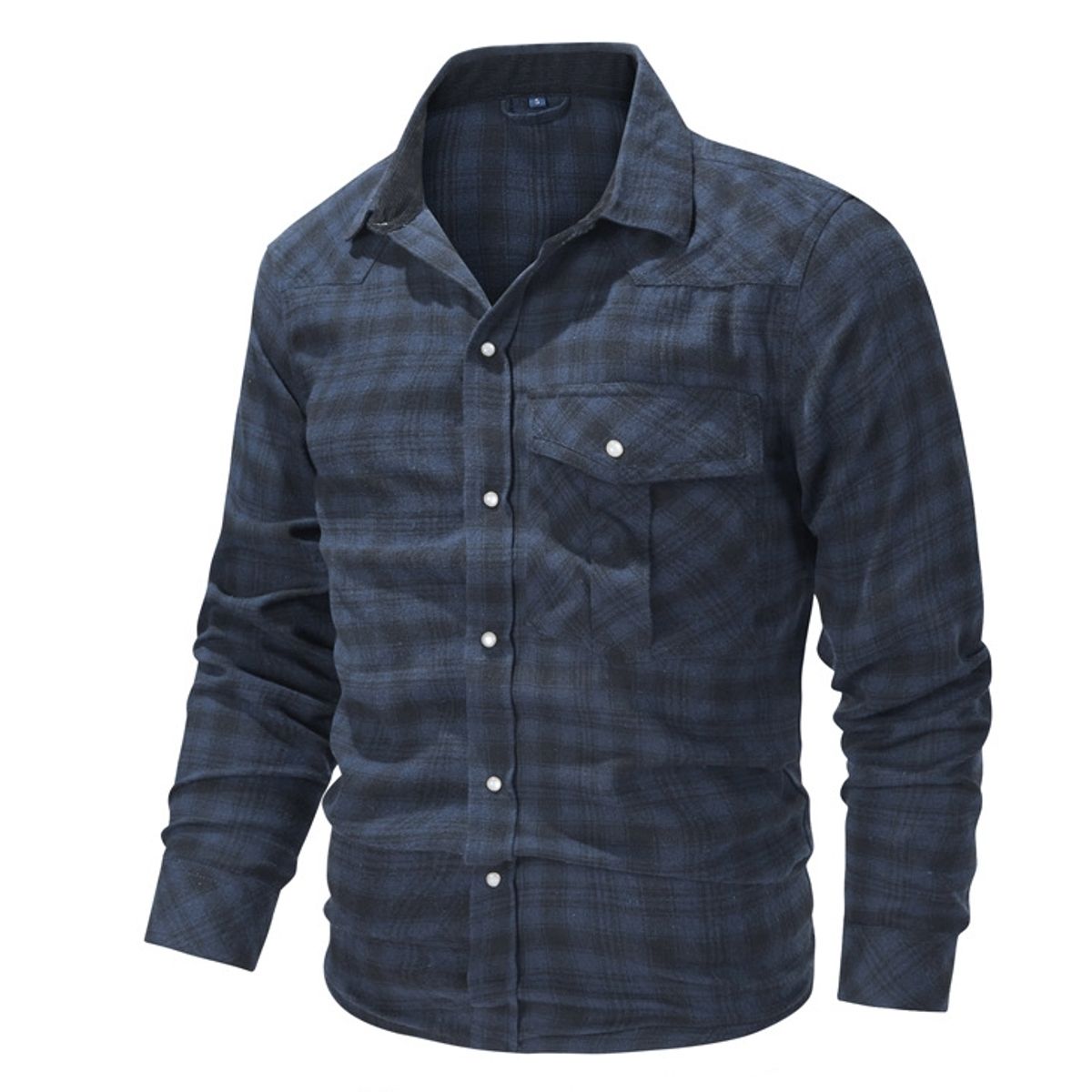 BLWOENS - Chaqueta a cuadros con botones para hombres -Azul