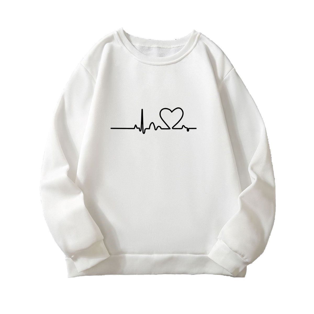 BLWOENS - Polerón sin gorro liso unisex con estampado- Blanco