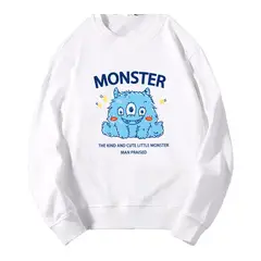 BLWOENS - Polerón sin gorro liso unisex con estampado- Blanco