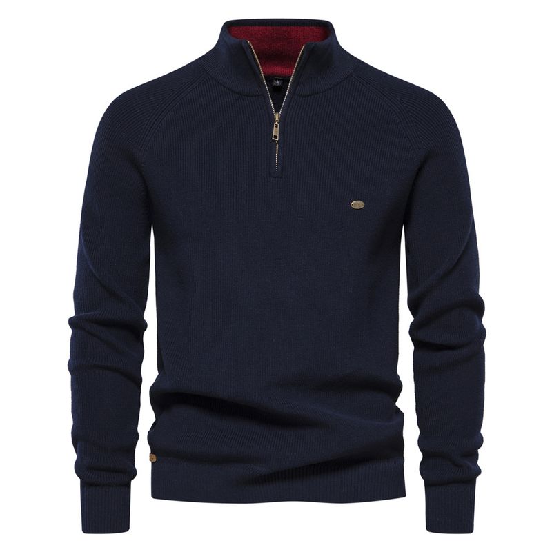 BLWOENS - Polerón cerrado con cierre corto para Hombre - Azul Oscuro.