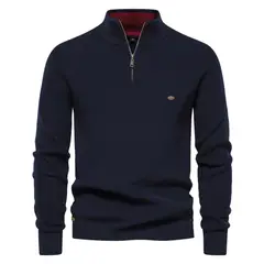 BLWOENS - Polerón cerrado con cierre corto para Hombre - Azul Oscuro.