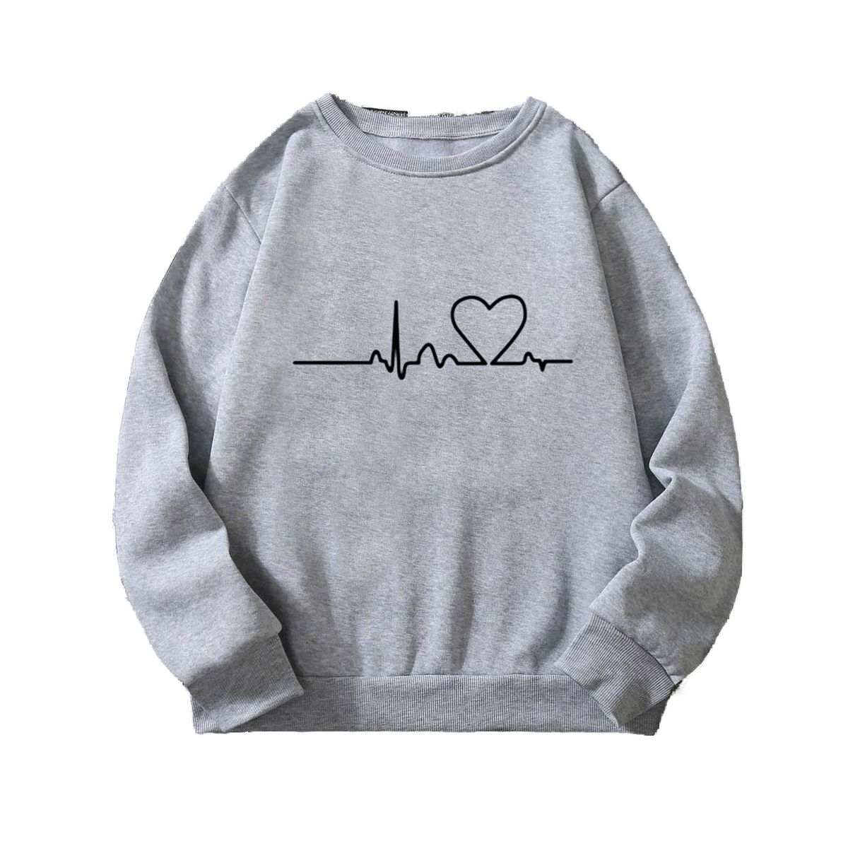 BLWOENS - Polerón sin gorro liso unisex con estampado- Gris