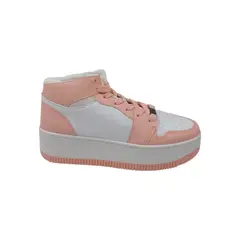 HERIEL - Zapatilla Blanca con Rosa Plataforma