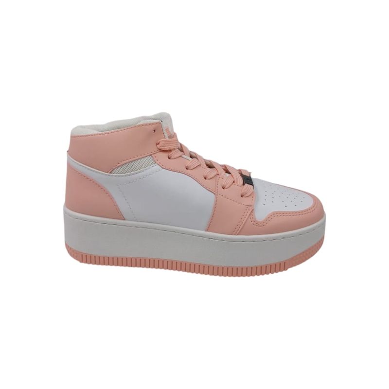 HERIEL - Zapatilla Blanca con Rosa Plataforma