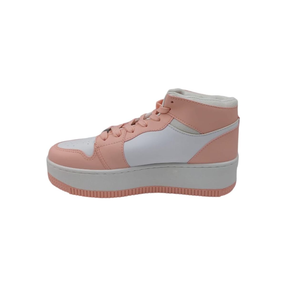 HERIEL - Zapatilla Blanca con Rosa Plataforma