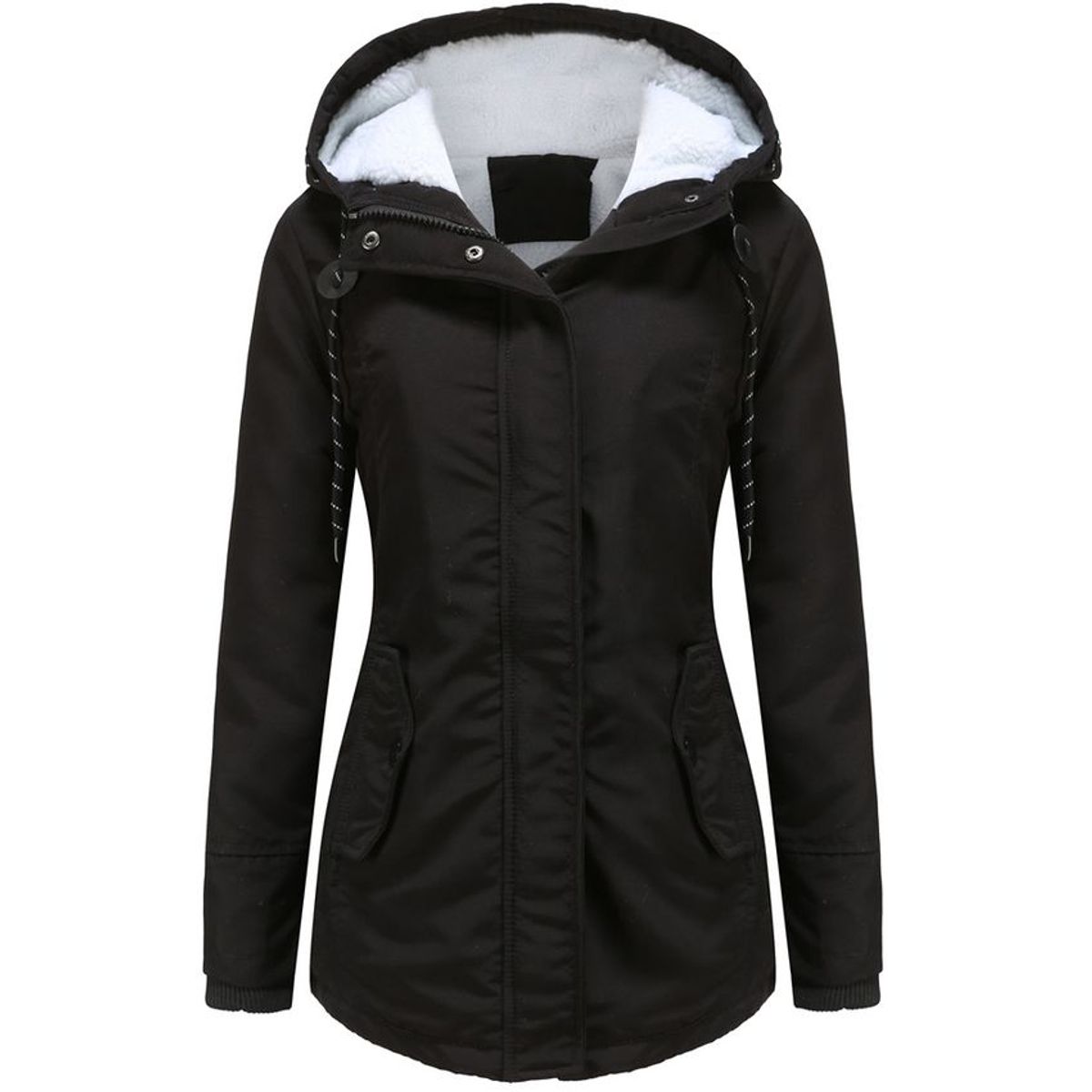 BLWOENS - Abrigo con capucha de Algodón para mujer - Negro