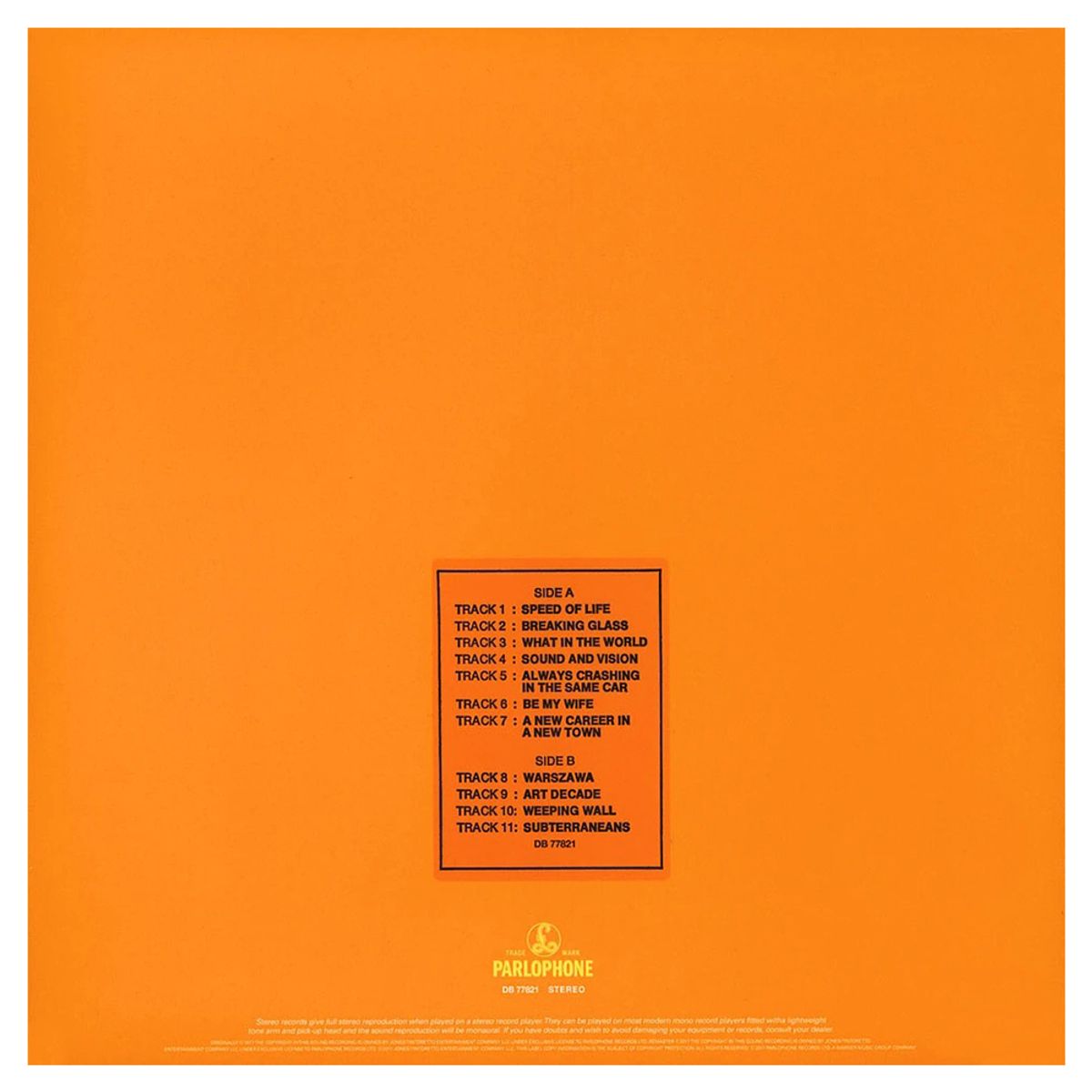 Parlophone - David Bowie - Low - Vinilo 180 grs.