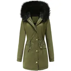 BLWOENS - Abrigo con capucha de lana para mujer - Verde