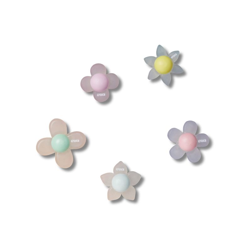 CROCS - Jibbitz Pack de 5 Flores Iridiscentes Blanco CROCS.