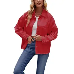 BLWOENS - Chaqueta con bolsillos y botones para mujer - Rojo