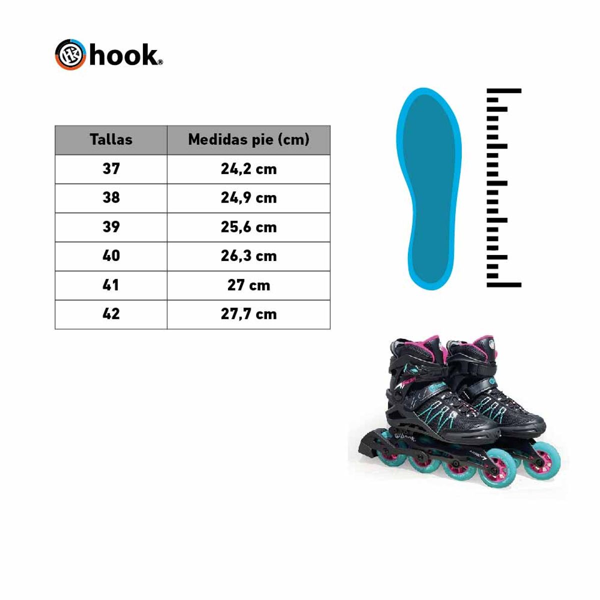 HOOK - PATINES HOOK FRESH ROSA AZUL 41
