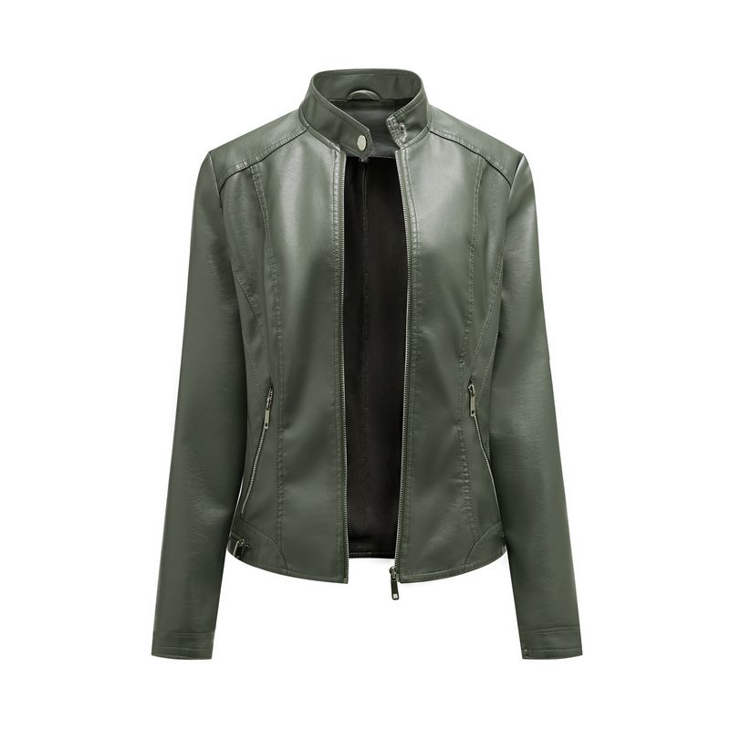 BLWOENS - Chaqueta cuero PU para mujer -Verde