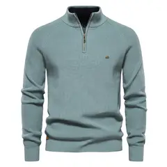 BLWOENS - Polerón cerrado con cierre corto para Hombre - Azul Claro.