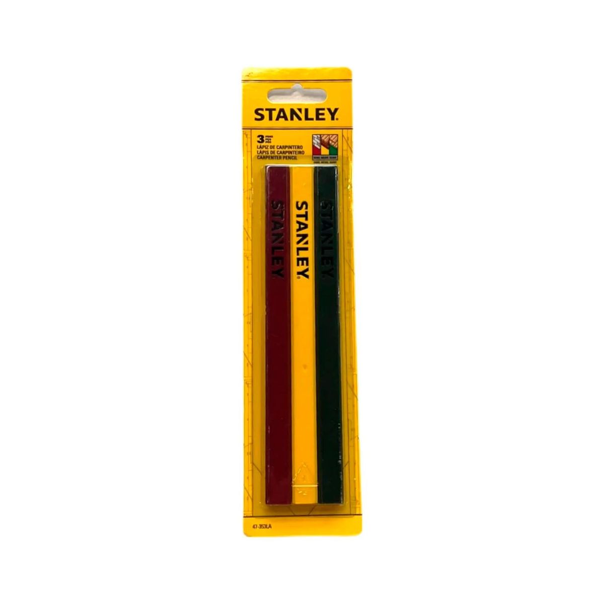STANLEY - Set de 3 Lápices Carpintero Grafito N°2 Stanley 47-353LA