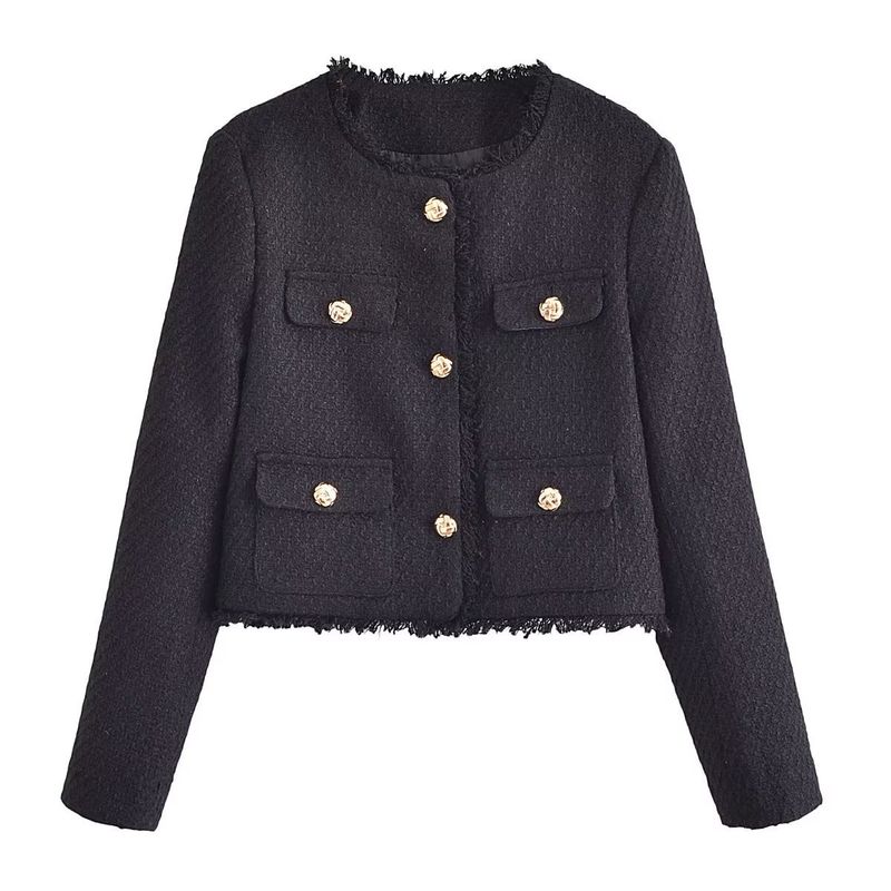 BLWOENS - Chaqueta corta con botones para mujer -Negro