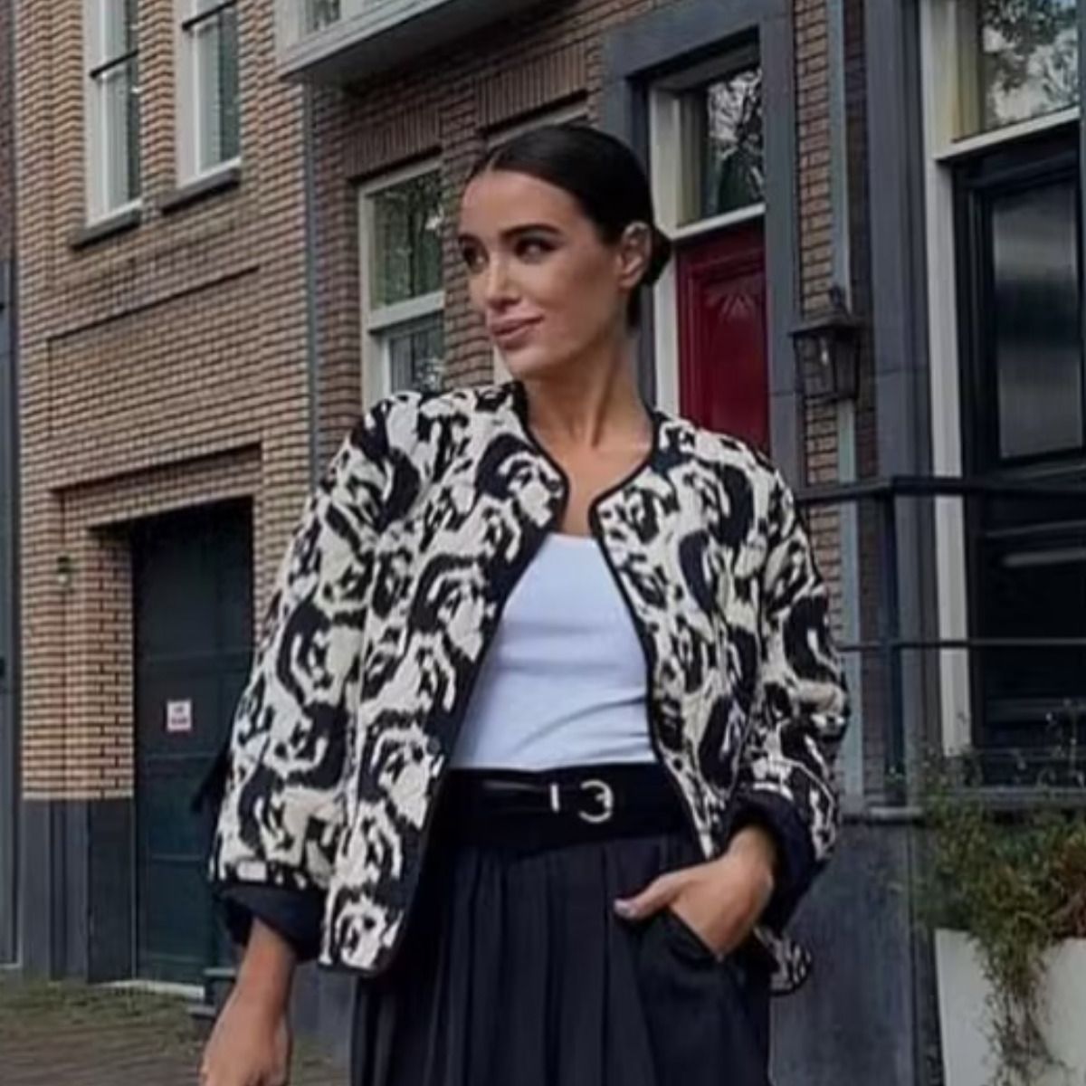 BLWOENS - Chaqueta oversize con diseño para mujer-Negro