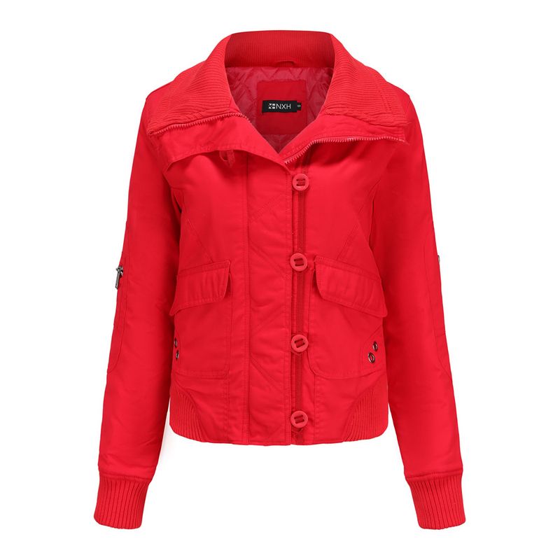 BLWOENS - Chaqueta con cuello alto para mujer -Rojo