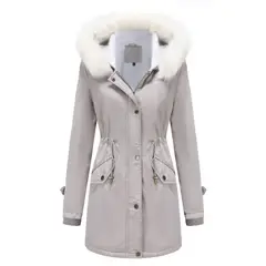 BLWOENS - Chaqueta térmica con capucha para mujeres-Gris.