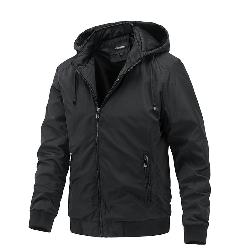 BLWOENS - Chaqueta grande con gorro para hombres -Negro