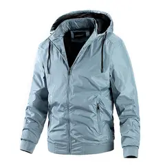 BLWOENS - Chaqueta grande con gorro para hombres -Celeste