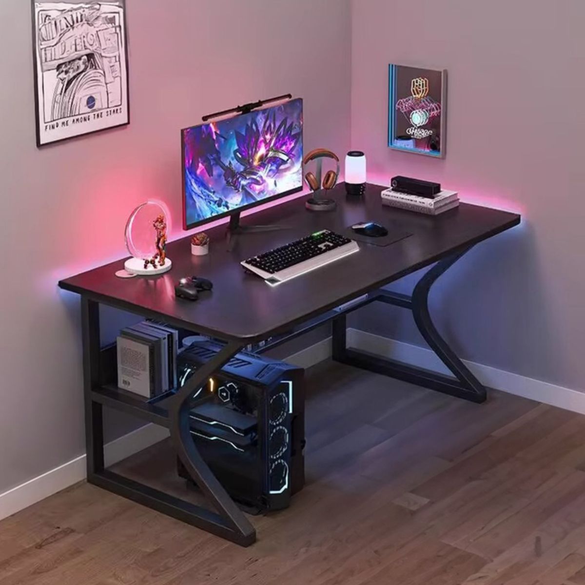 BE DESIGN - ESCRITORIO GAMER METAL NEGRO