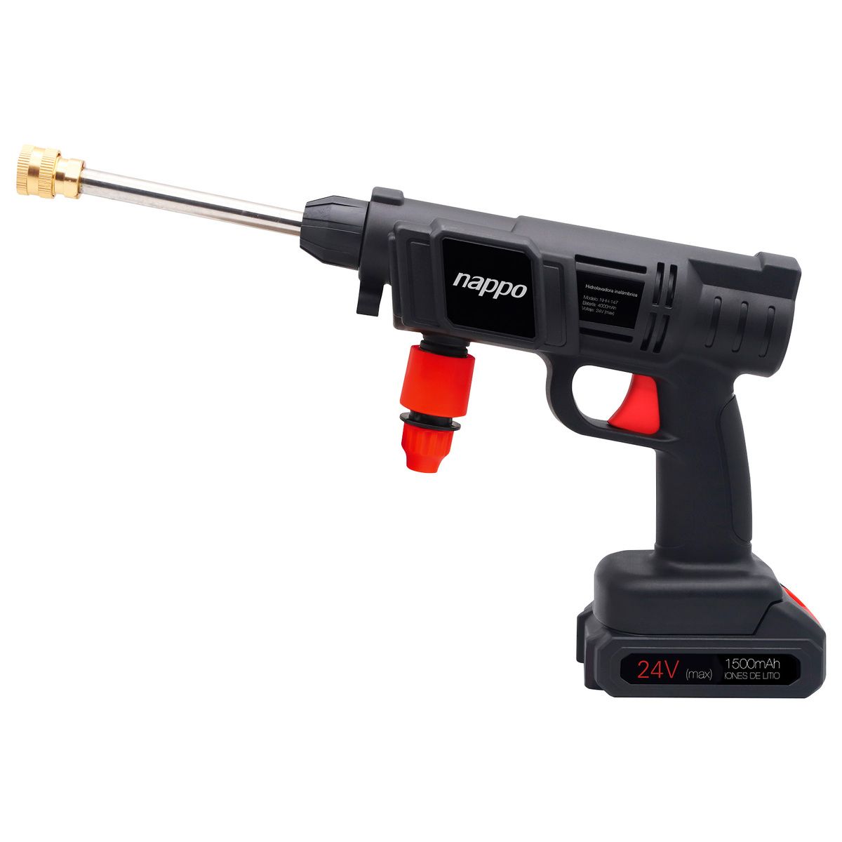 NAPPO - Hidrolavadora Inalámbrica Nappo 500W Batería 24V 1500mAh - Rojo