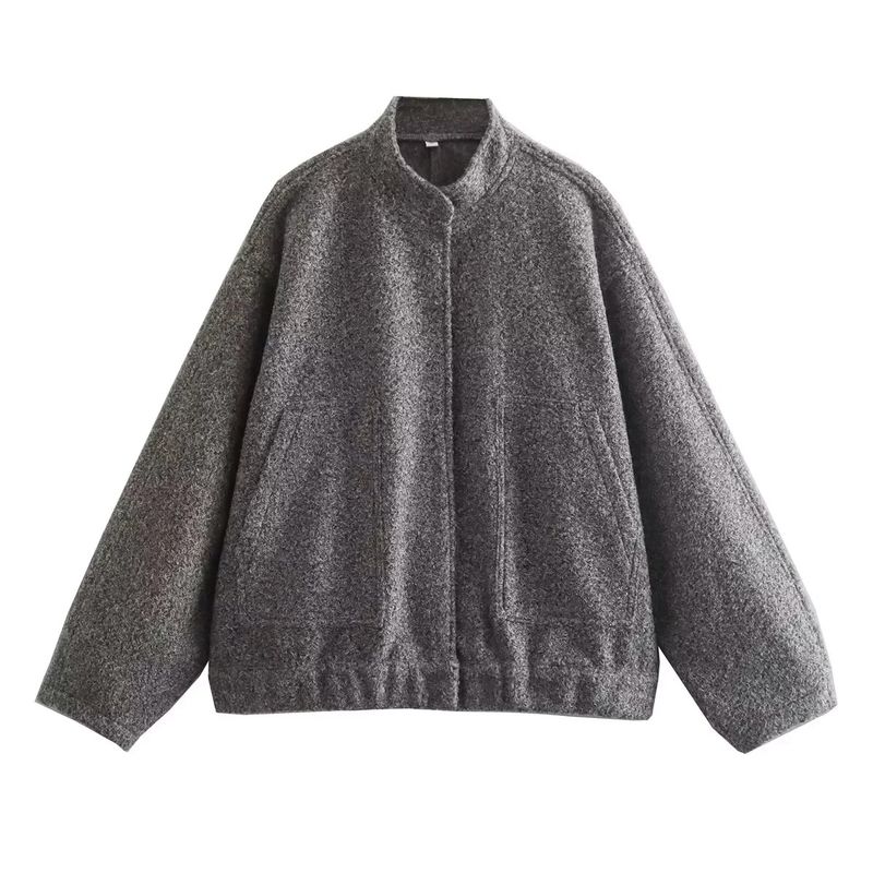 BLWOENS - Chaqueta sin gorro oversize para mujer -Gris