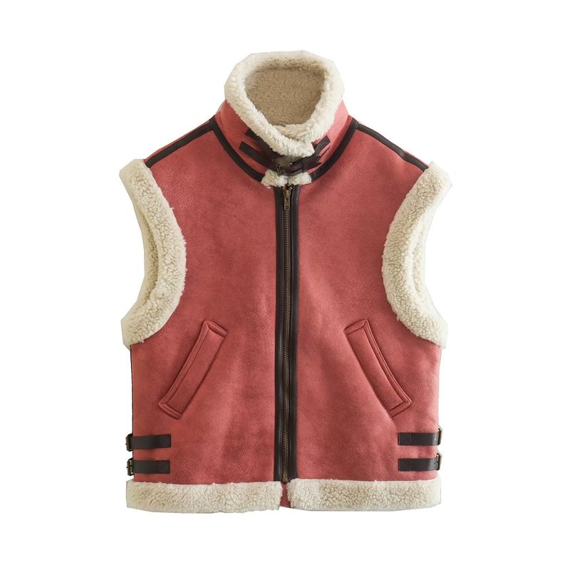 BLWOENS - Chaquetacon cuello sin mangas para mujer -Rojo.