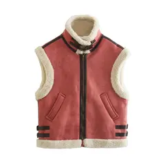 BLWOENS - Chaquetacon cuello sin mangas para mujer -Rojo.