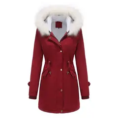 BLWOENS - Chaqueta térmica con capucha para mujeres-Rojo.